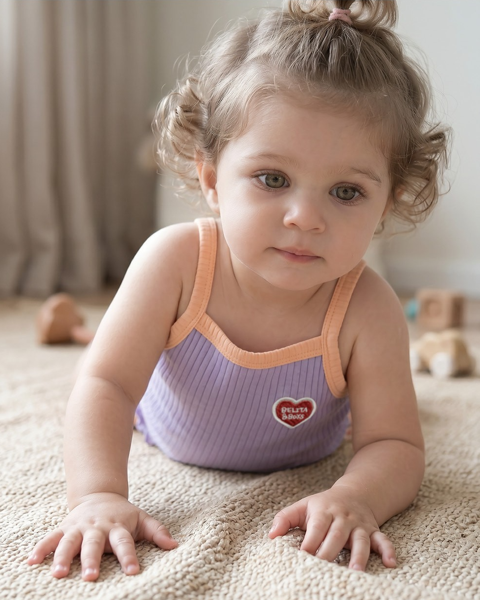 [BABY GIRL SET] Violet BB Heart Two-Tone Sleeveless One Mile
