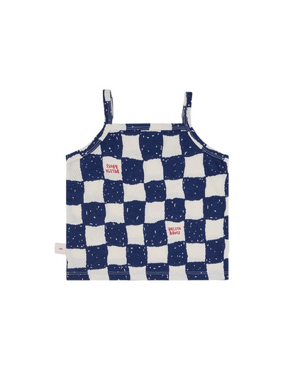 [BABY SET] Blue Checkerboard Mesh Sleeveless Shorts
