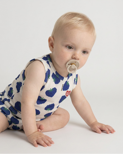 [BABY SET] Blue Berry Pattern Mesh Sleeveless Shorts