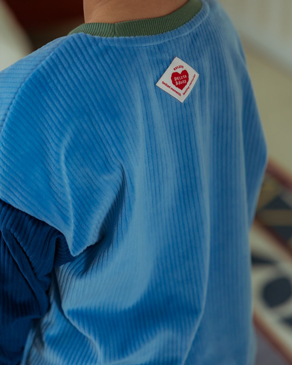 [SET] Light Blue BB Heart Color Block Velour Jogger