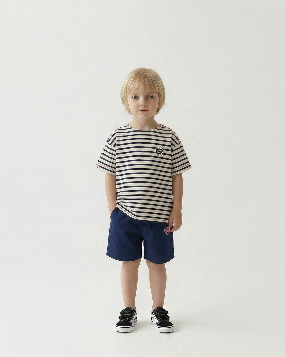 Navy BB Heart Nylon Shorts