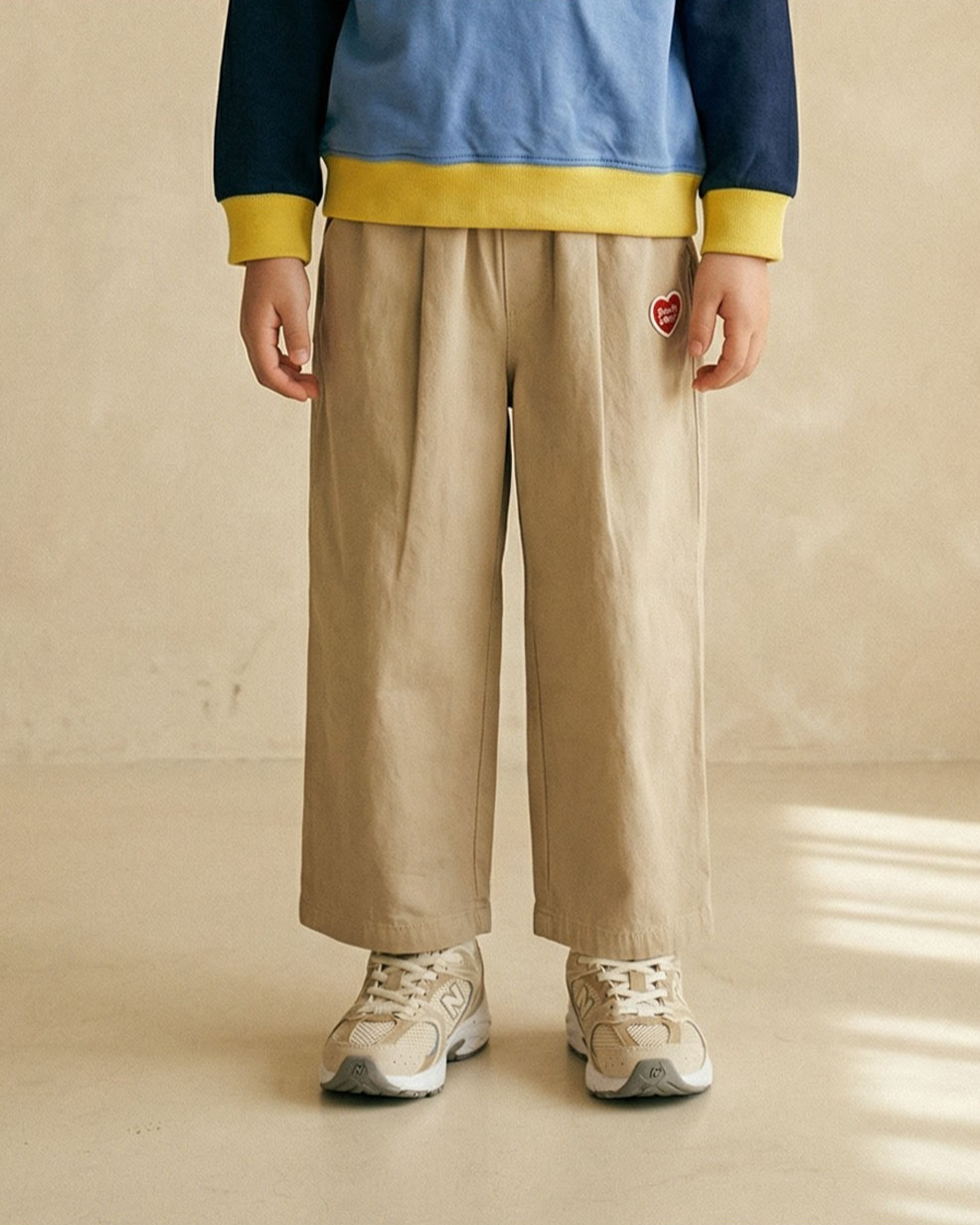 Beige BB Heart Woven Pants