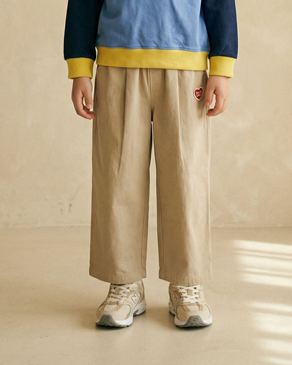 Beige BB Heart Woven Pants