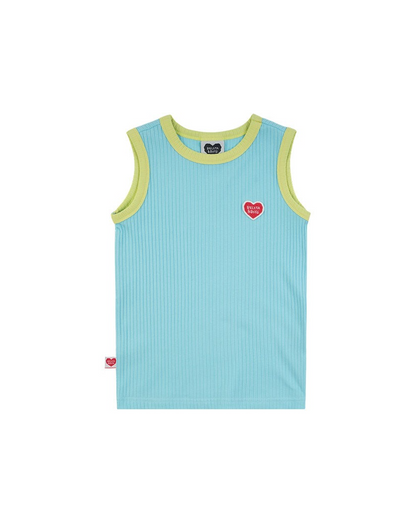 [SET] Light Blue BB Heart Two-Tone Sleeveless One Mile