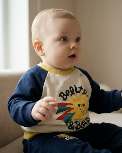 [BABY SET] Navy Sun Color Block Jogger