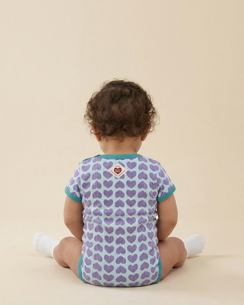 BABY Violet BB Heart Pattern Short Bodysuit