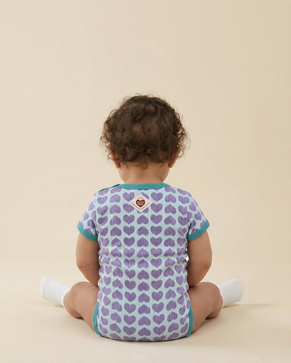 BABY Violet BB Heart Pattern Short Bodysuit
