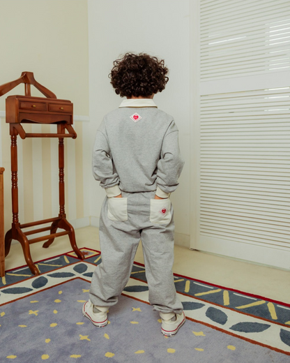 [SET] Grey BB Heart Collar Jogger