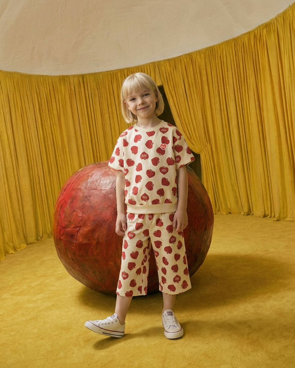 [SET] Red Bubble Apple Pattern Crop