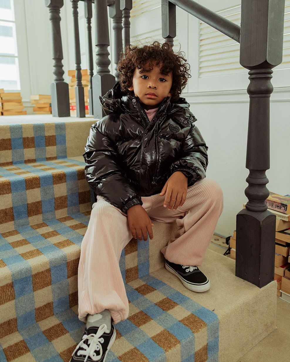 Black Glossy Duck Down Hooded Jumper