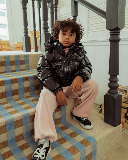 Black Glossy Duck Down Hooded Jumper