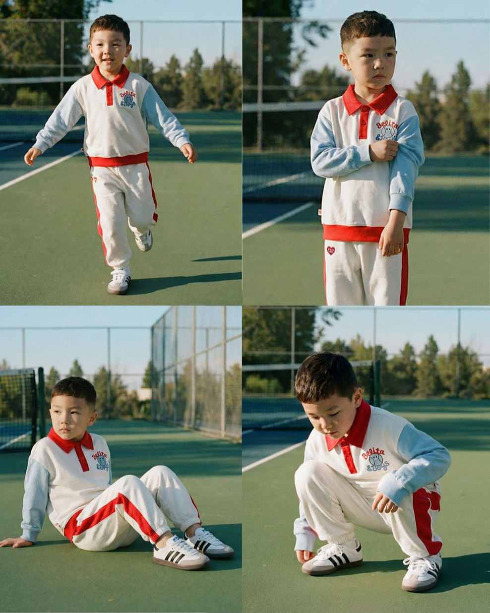 [SET] Ivory Tennis Color Block Collar Jogger