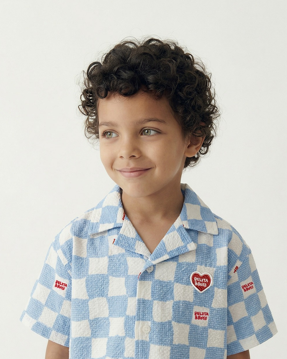 [SET] Light Blue Checkerboard Polysucker Shirt & Shorts