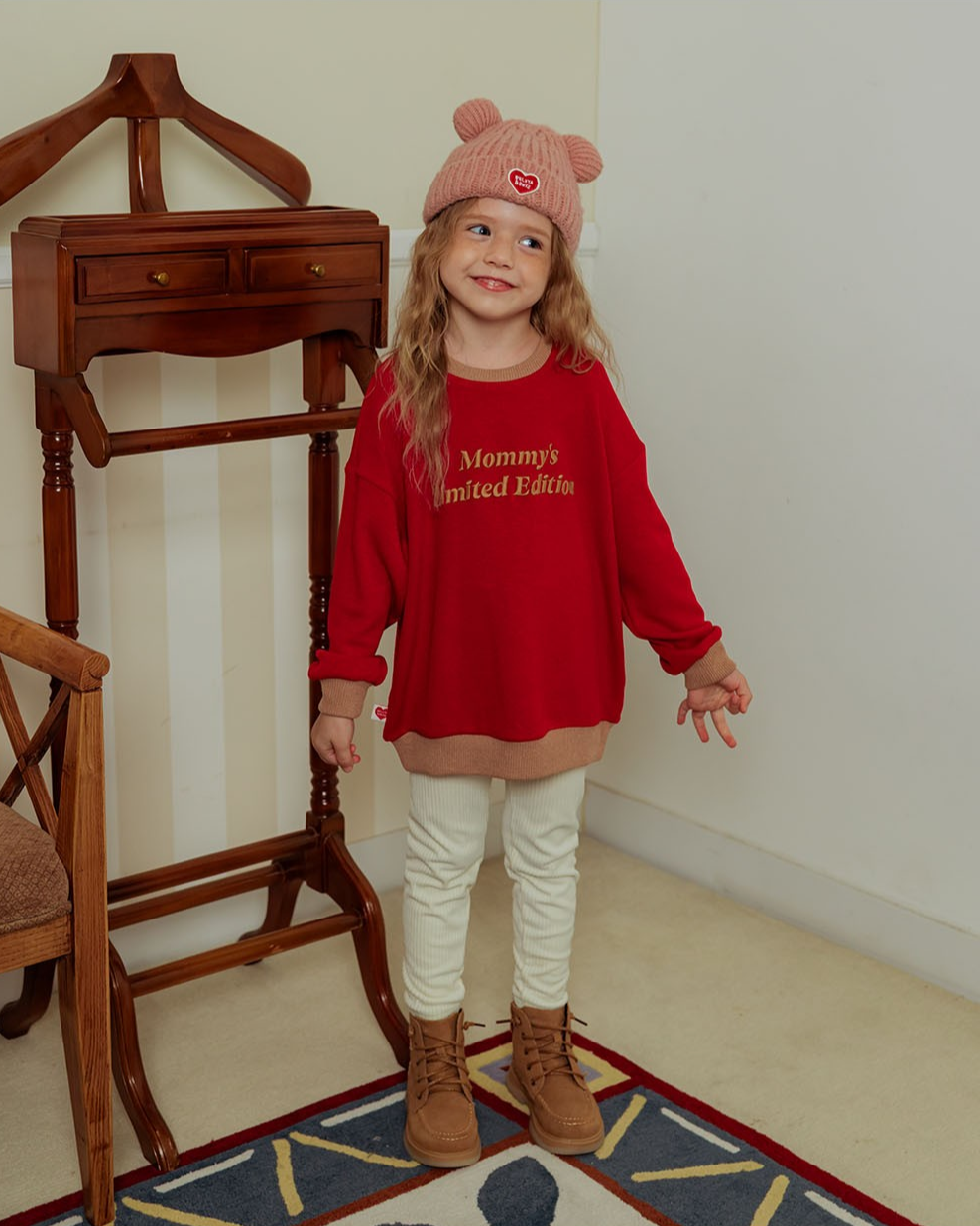 Red Mommy Color Block Knit Sweater