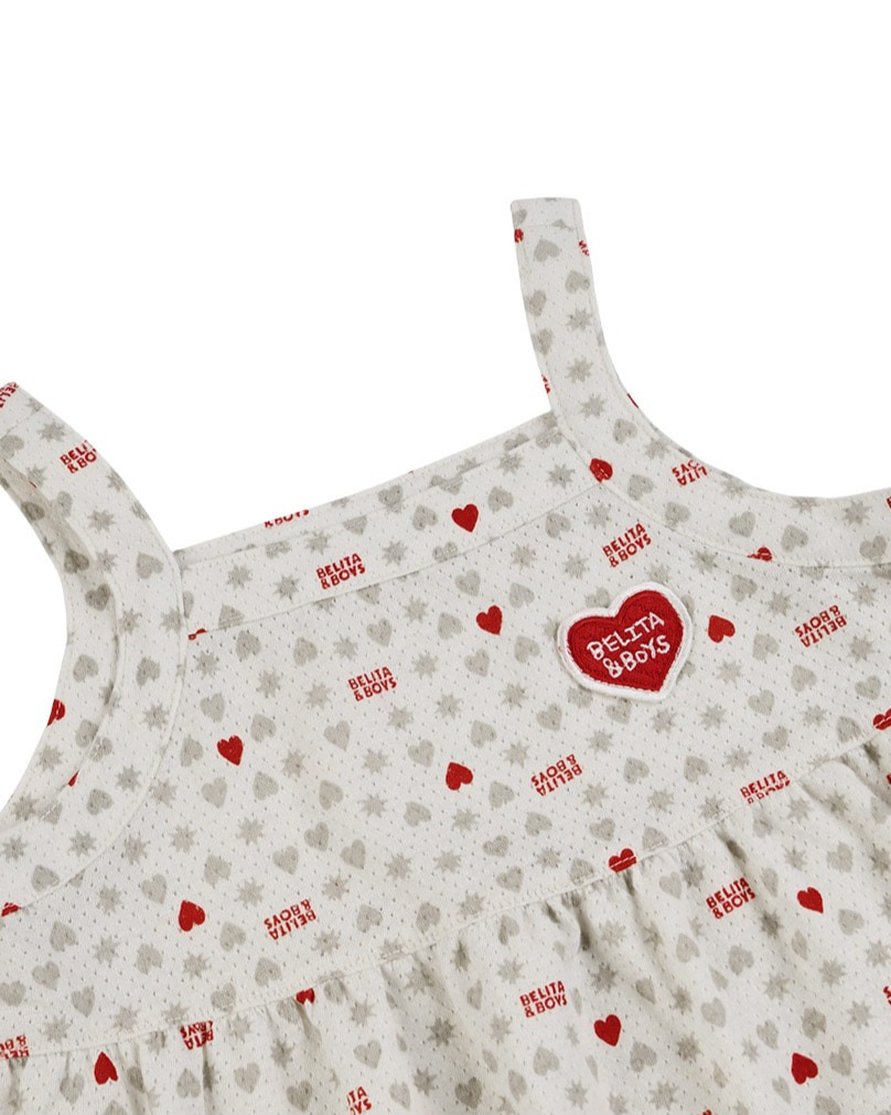 [BABY GIRL SET] Light Grey Heart Star Mesh Sleeveless Shorts