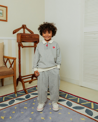 [SET] Grey BB Heart Collar Jogger
