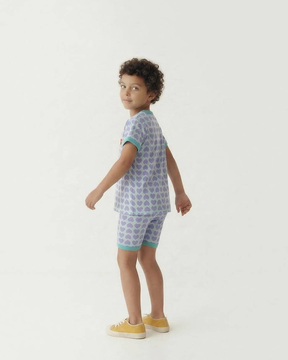 Violet BB Heart Pattern One Mile Shorts