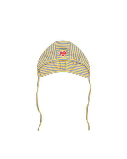 [BABY SET] Light Blue Stripe Rib Jumpsuit & Bib & Bonnet