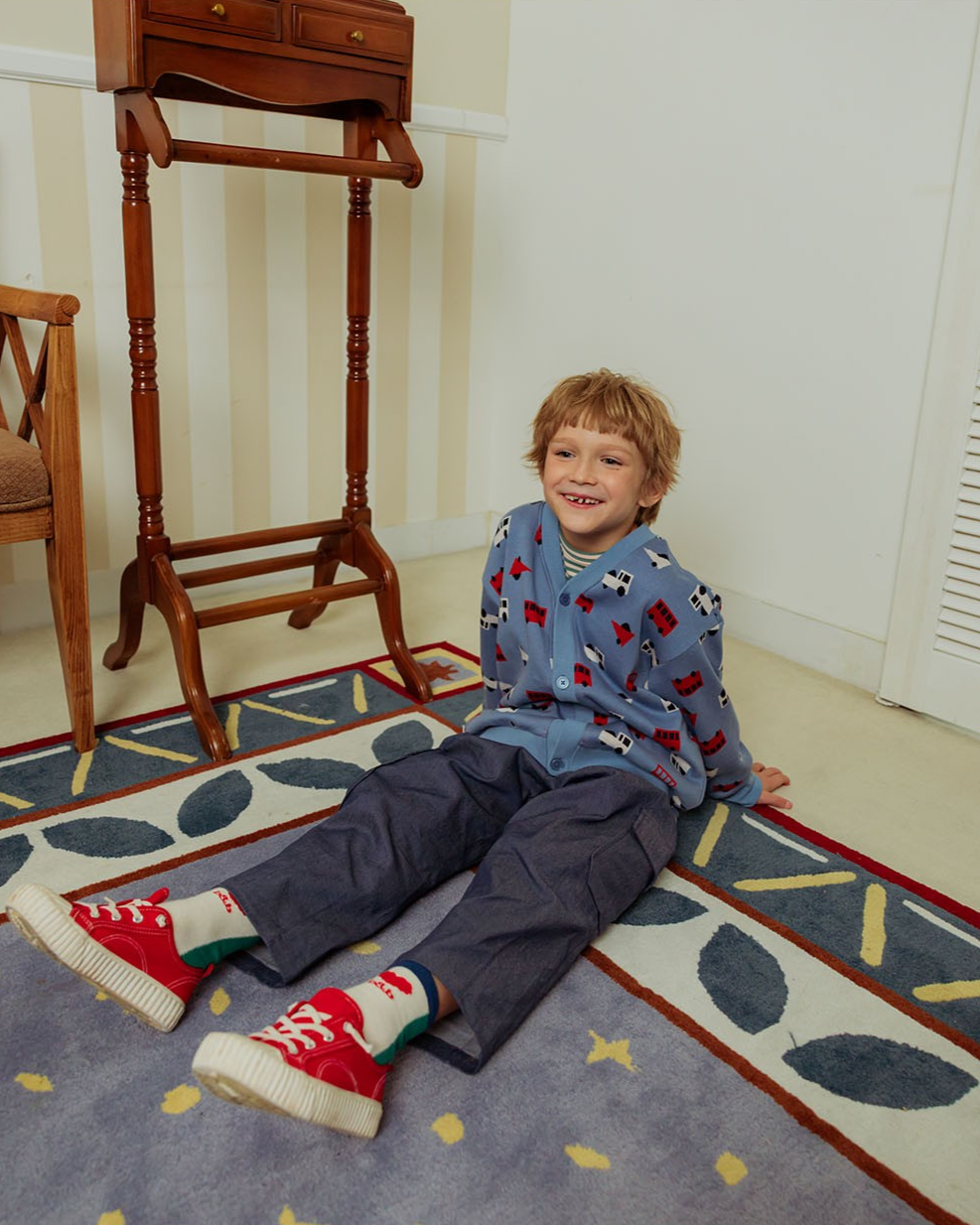 Dark Blue BB Heart Tapered Cargo Pants