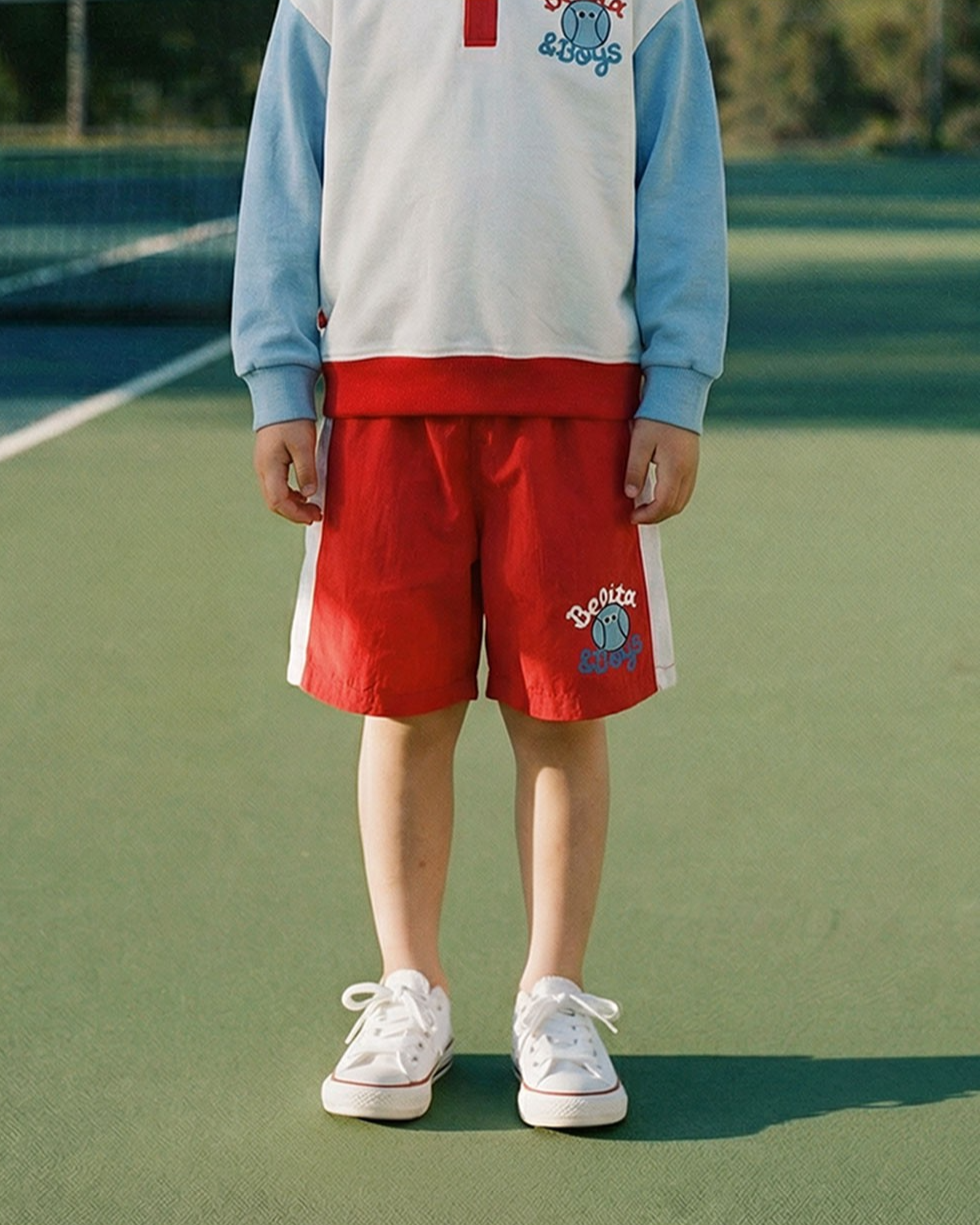 Red Tennis Color Block Shorts