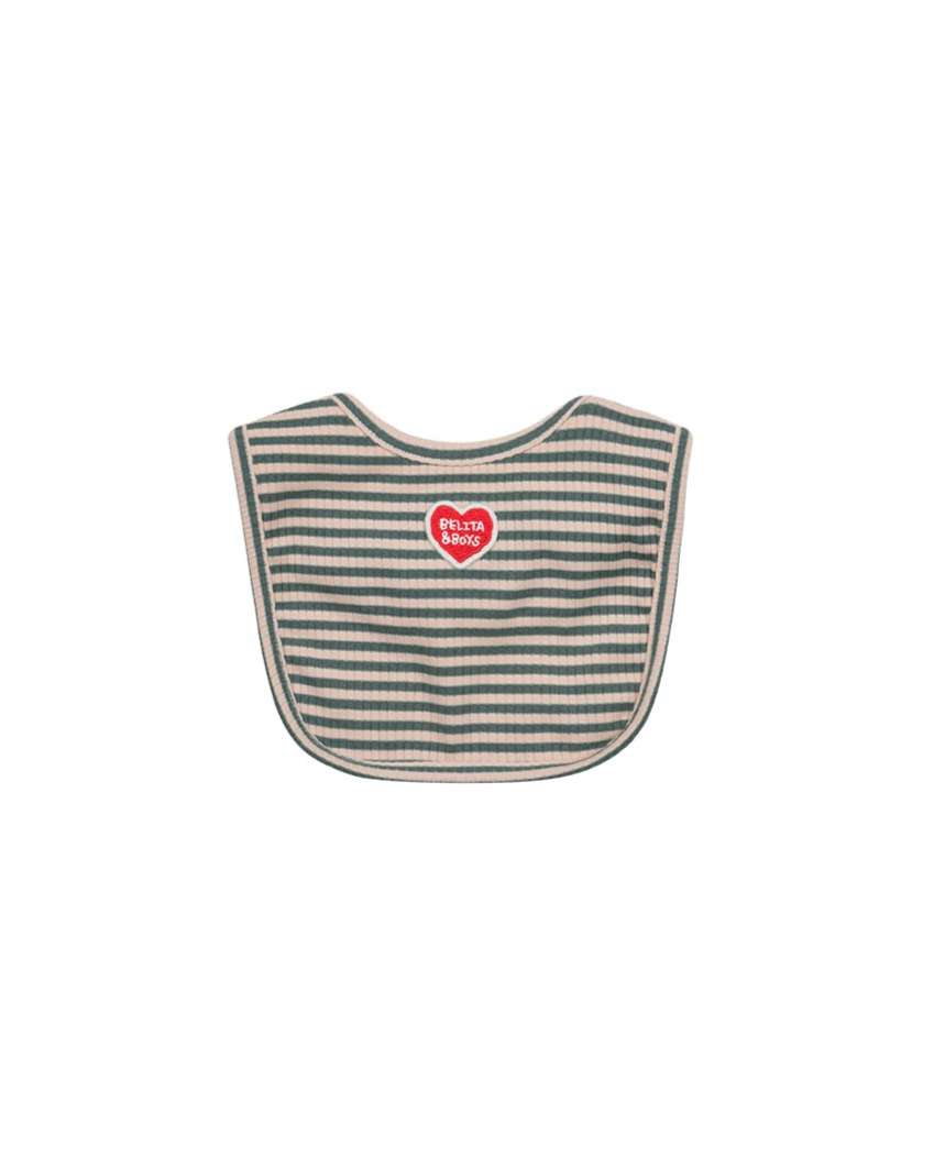[BABY SET] Green Stripe Rib Jumpsuit & Bib & Bonnet
