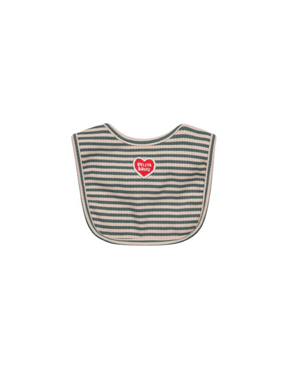[BABY SET] Green Stripe Rib Jumpsuit & Bib & Bonnet