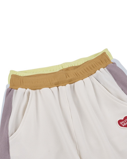 Cream BB Heart Side Line Waffle Crop Pants