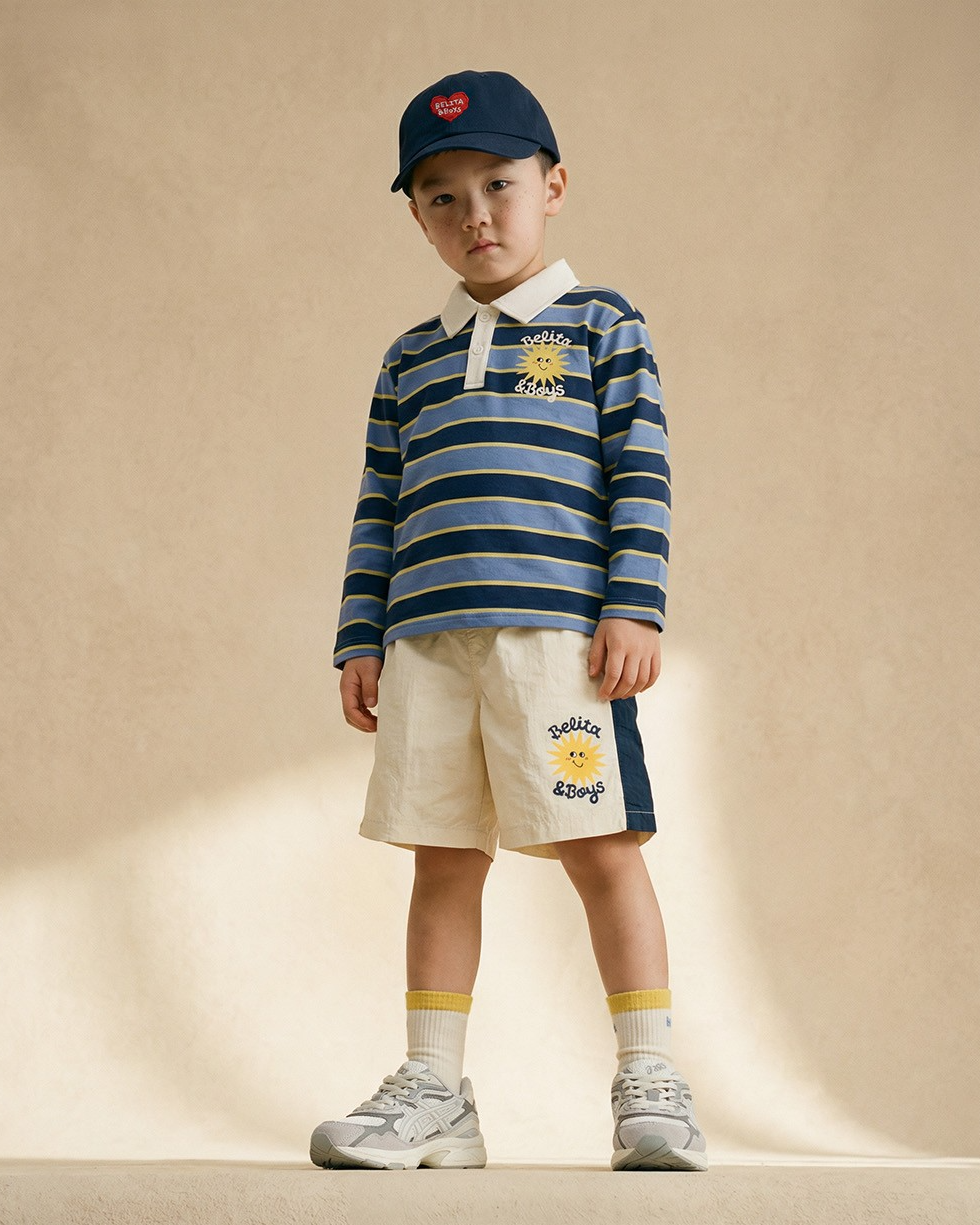 Navy Sun Multi Stripe Rugby Shirt