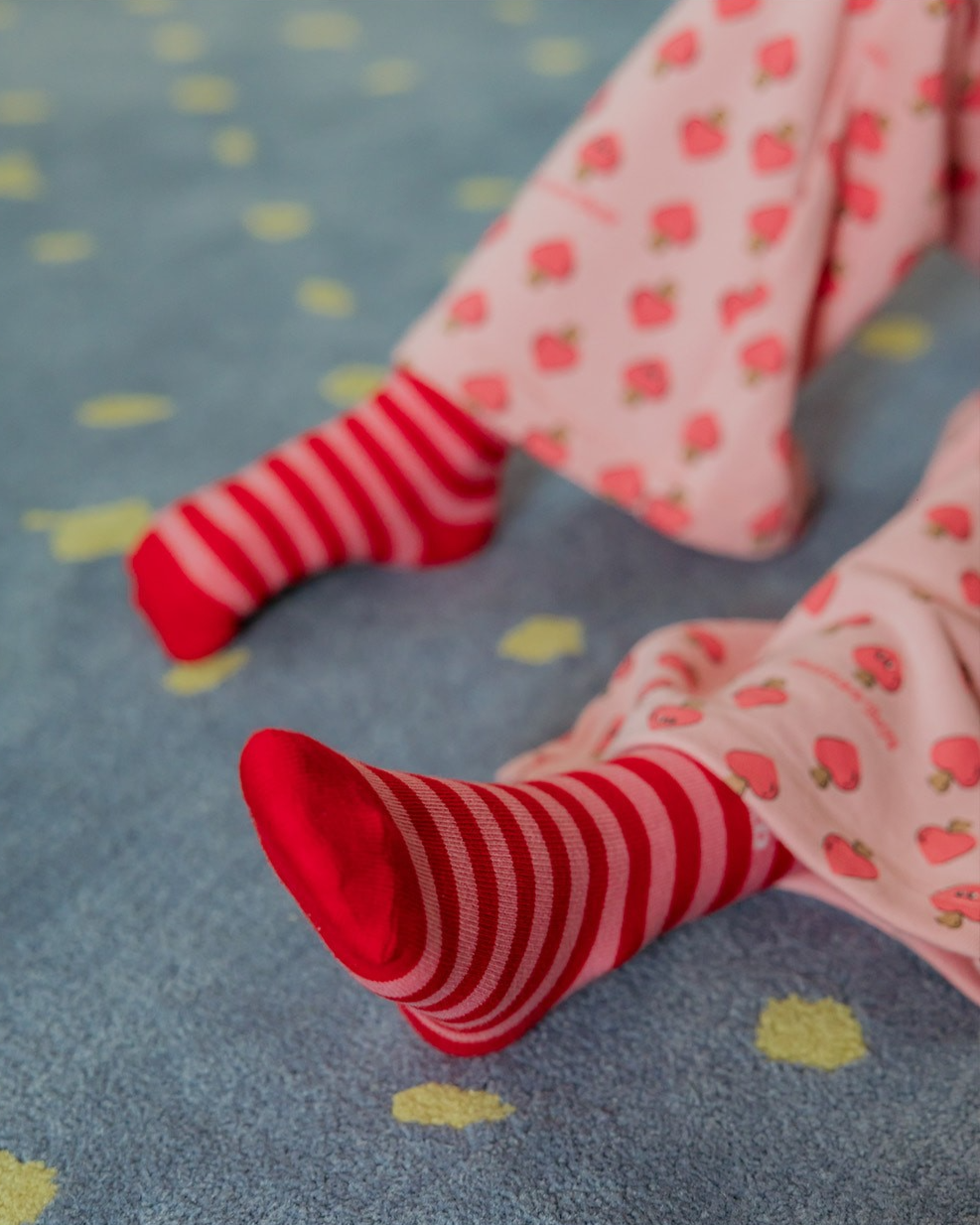 Red Pink BB Heart Stripe Socks