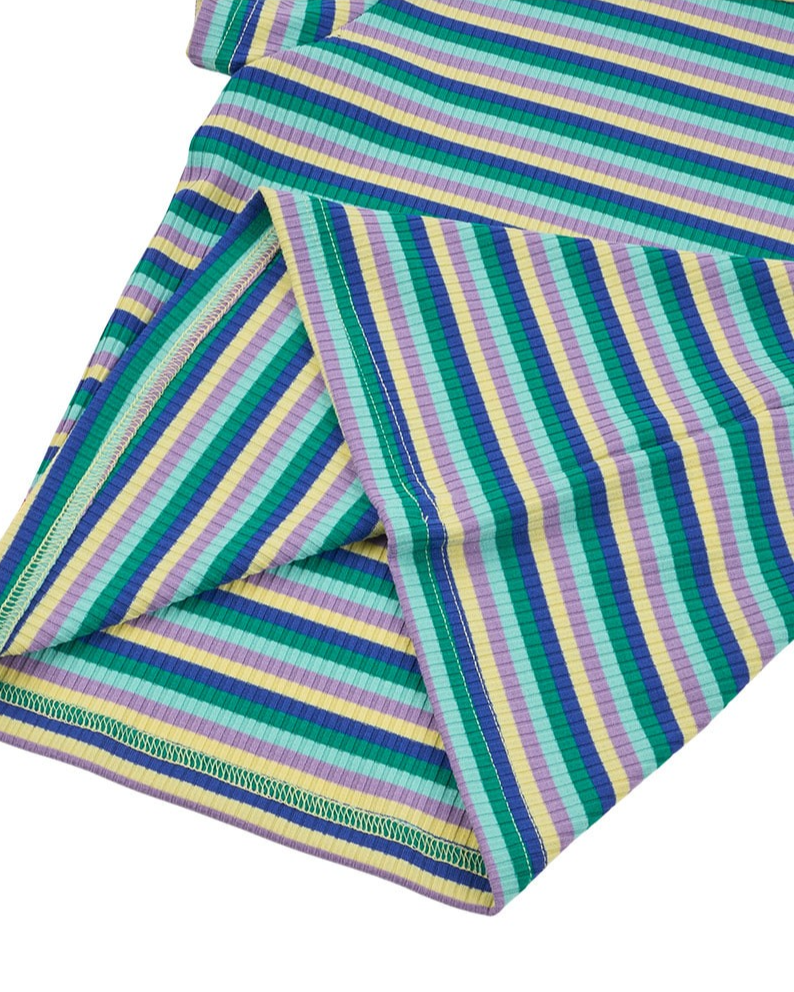 [SET] Light Yellow Colorful Stripe Short One Mile