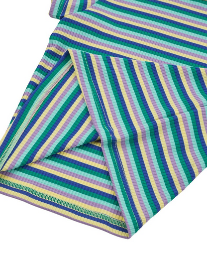 [SET] Light Yellow Colorful Stripe Short One Mile