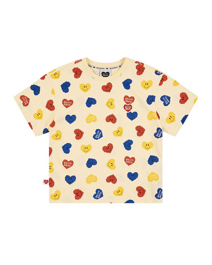 [SET] Light Yellow Smile Heart Pattern Shorts