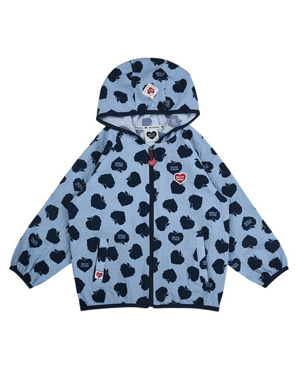Navy Bubble Apple Pattern Windbreaker