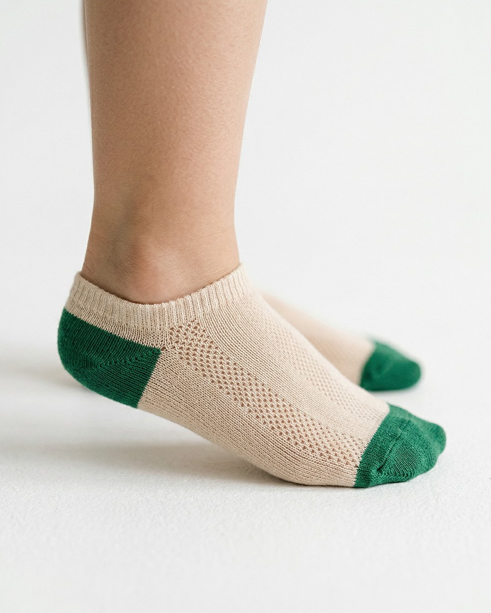 Beige Color Block Jacquard Socks