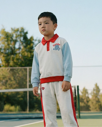 [SET] Ivory Tennis Color Block Collar Jogger