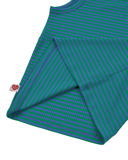 [SET] Green BB Heart Stripe Sleeveless Shorts