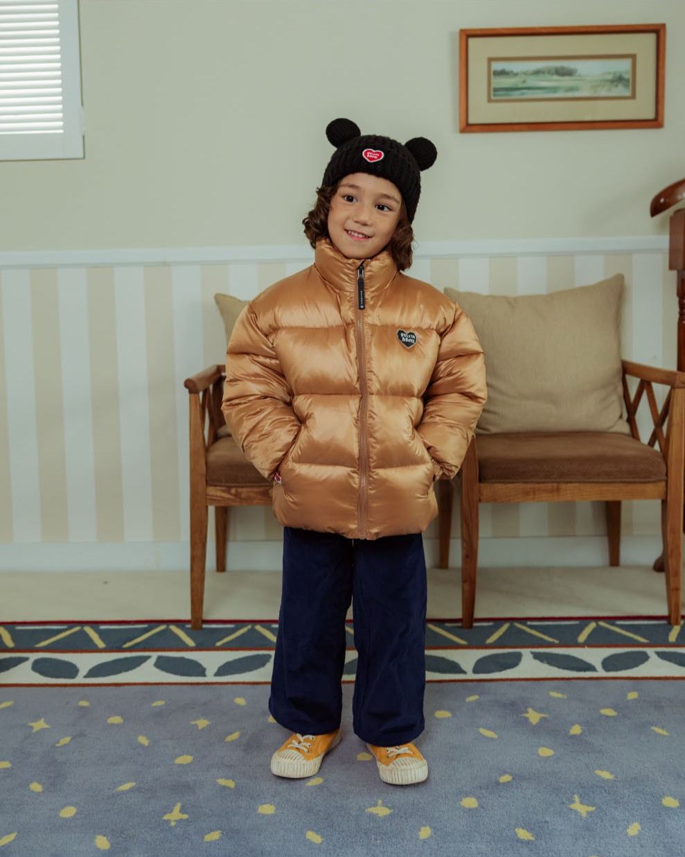 Beige BB Heart Basic Puffer Jumper