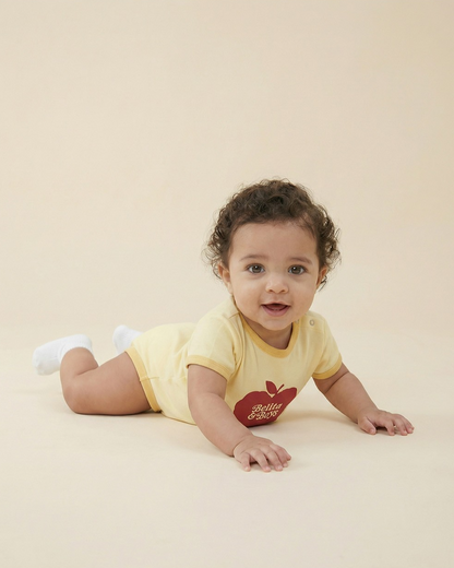 BABY Yellow Bubble Apple Short Jumpsuit