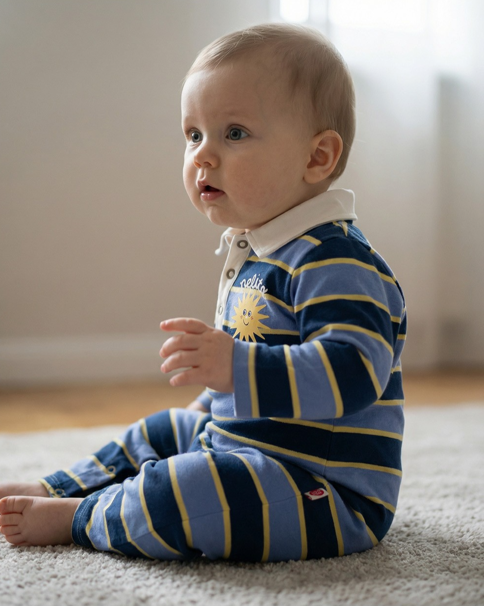 BABY Navy Sun Multi Stripe Collar Jumpsuit