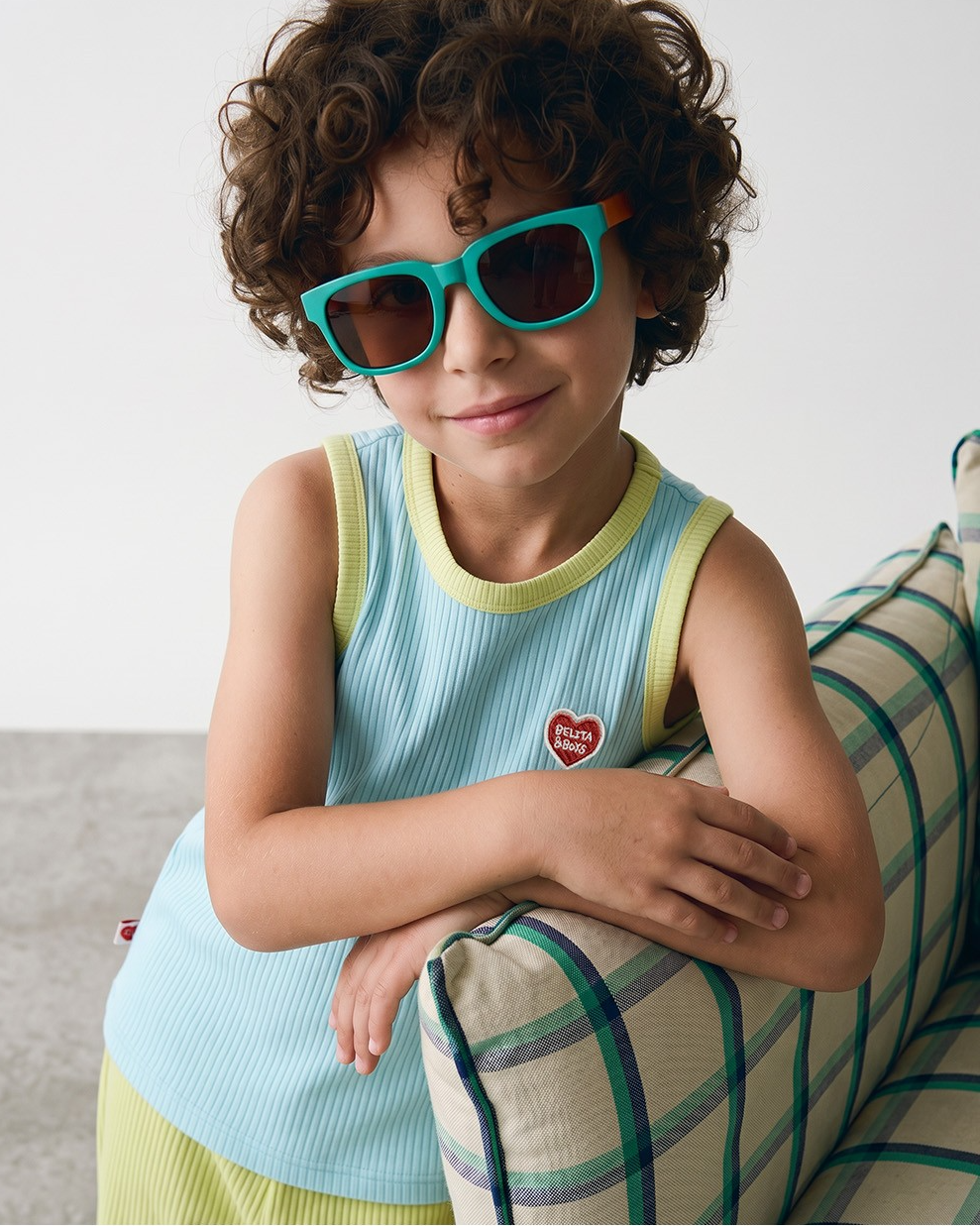 [SET] Light Blue BB Heart Two-Tone Sleeveless One Mile