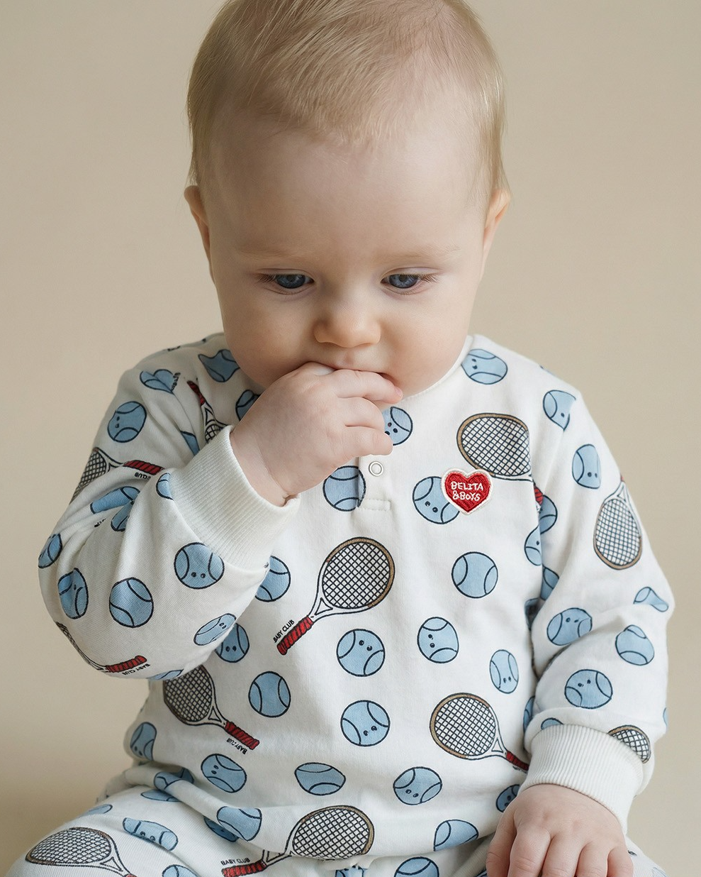 BABY Ivory Tennis Pattern Jumpsuit