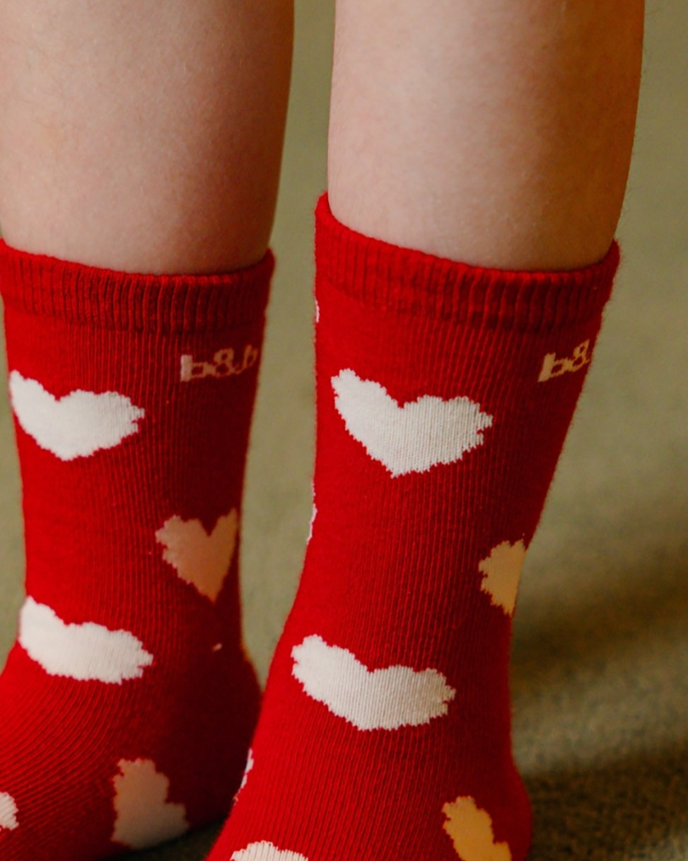 Red Heart Pattern Socks