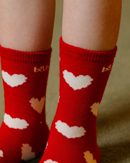 Red Heart Pattern Socks