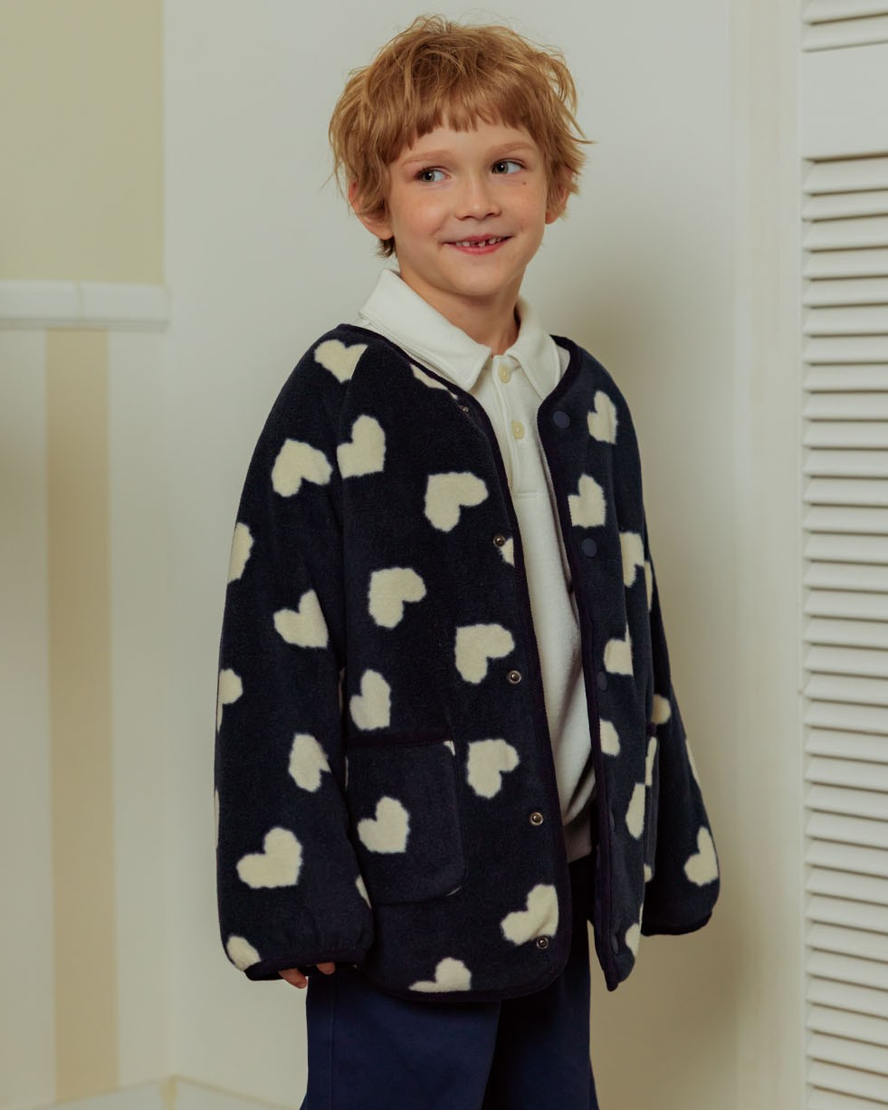 Navy BB Heart Pattern Reversible Jumper