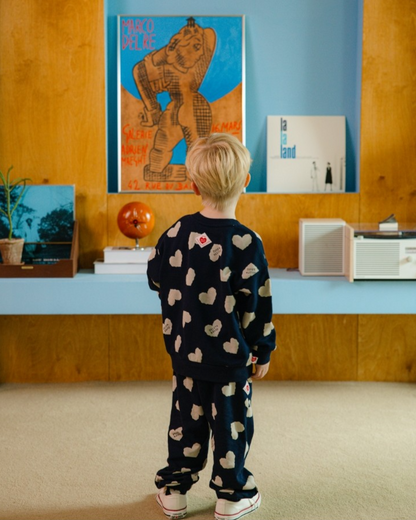 [SET] Navy Heart Pattern Jogger