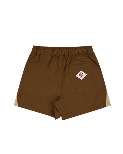 Brown BB Heart Edge Color Block Shorts