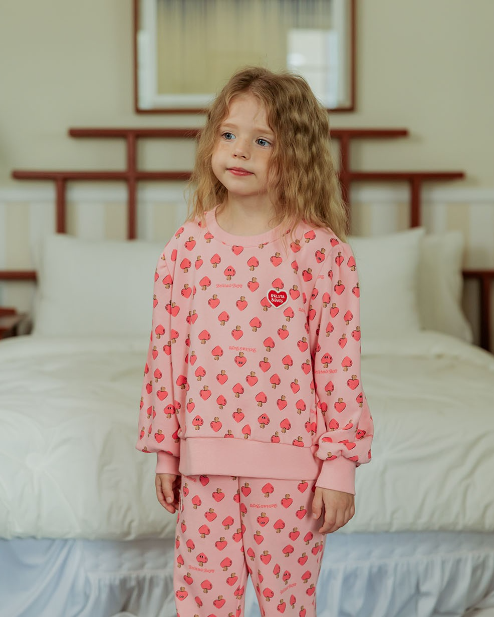 GIRL Pink Mushroom Pattern Frill Sweatshirt