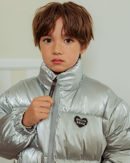 Satin Silver BB Heart Puffer Jumper