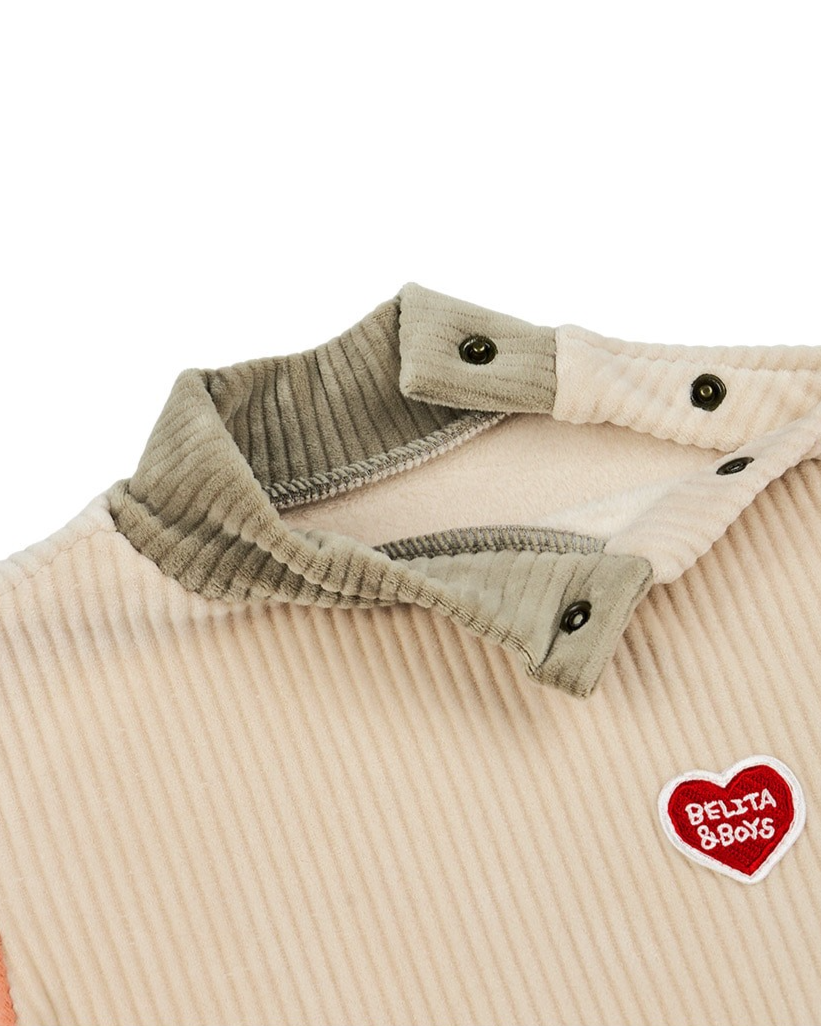 BABY Beige Color Block Velour Jumpsuit