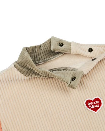 BABY Beige Color Block Velour Jumpsuit